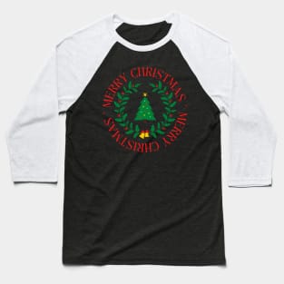 Merry Christmas Tree Logo Baseball T-Shirt